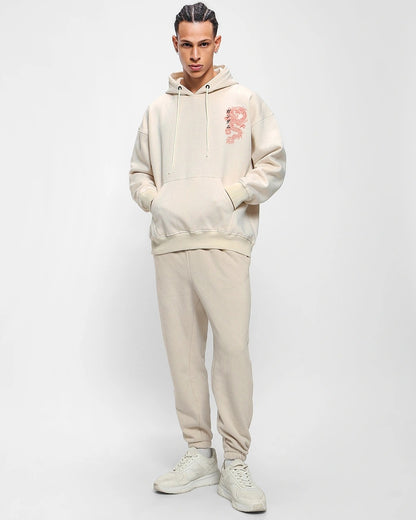 Men's Gardenia Cyber Samurai Graphic Printed Oversized Hoodies
